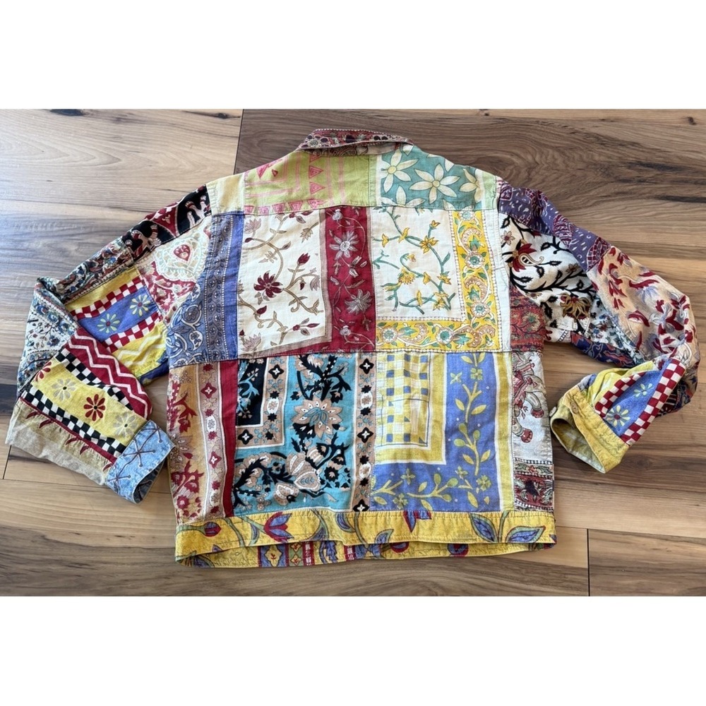 Sacred Threads Patchwork Jacket Boho Quilted Cotton Festival Hippie Coat M - Picture 5 of 6